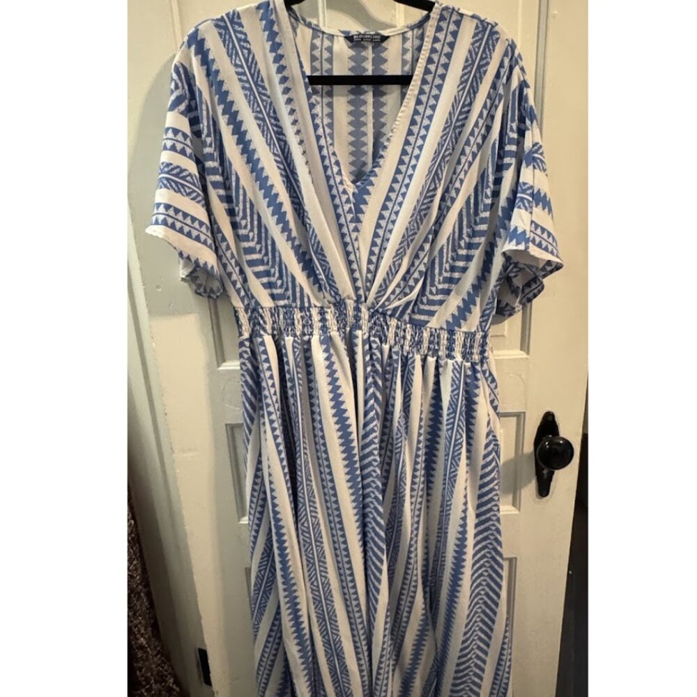 Bloomchic Solid Geometric Dolman Sleeve Pocket Shirred Split Hem Dress
